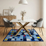 Bold Geometric Abstract Area Rug in Multi-Color