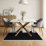 Modern Black White Geometric Abstract Rug