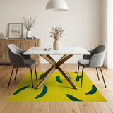 Vibrant Yellow Green Banana Fruit Area Rug