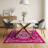 Boho Chic Vibrant Pink Mandala Boho Area Rug