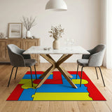 Bold Red Blue Yellow Jigsaw Puzzle Area Rug