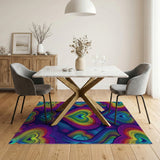 Vibrant Rainbow Hearts Area Rug