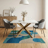 Modern Abstract Blue Teal Area Rug
