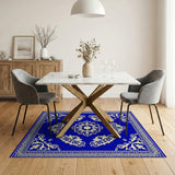 Intricate Blue Persian Floral Medallion Rug