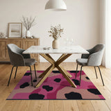 Vibrant Pink Black Camo Abstract Area Rug