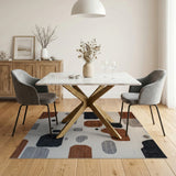 Abstract Pebble Brown Grey Area Rug