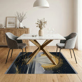 Golden Sun Over Mountains Geometric Rug