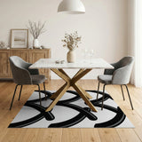 Bold Black Chevron Geometric Area Rug