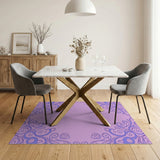 Purple Floral Swirl Border Area Rug