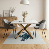 ODIKA Washable Sea Turtle Area Rug, Teal & Navy Coastal Non-Slip Low Pile Rug for Kids & Pets