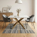Neutral Geometric Tribal Stripe Area Rug
