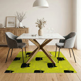 Playful Black Cats Yellow Polka Dot Area Rug