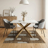 Ornate Gold Moorish Arch Lattice Rug
