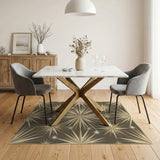 Brown and Tan Gold Starburst Geometric Area Rug