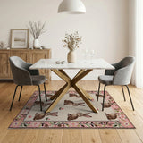 Whimsical Brown Bunny Pink Floral Area Rug