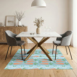 Blue Bunny Carrot Kids Area Rug