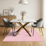 Pink Checkered Washable Area Rug