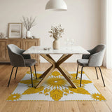 Vintage Yellow Sunflower Medallion Rug