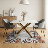Vibrant Multi-Color Feather Leaf Frame Rug