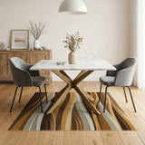 Earthy Wave Brown Tan Abstract Area Rug