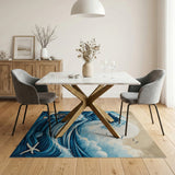 Moonlit Great Wave Ocean Area Rug