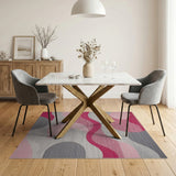 Abstract Pink Wave Area Rug