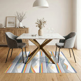 Geometric Modern Rainbow Mountain Peaks Area Rug