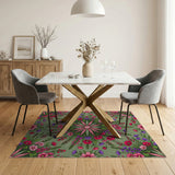 Lush Pink Floral Strawberry Area Rug