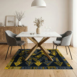 Yellow Grey Arrow Geometric Tribal Rug