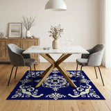 Traditional Persian Navy Blue Traditional Persian Medallion Area Rug