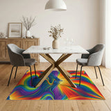 Vibrant Rainbow Mountain Swirl Area Rug
