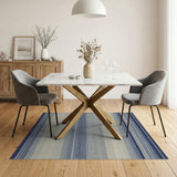 Gradient Navy Blue Striped Woven Area Rug