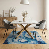 ODIKA Blue Octopus Abstract Washable Rug - Coastal Low Pile Non-Slip Area Rug