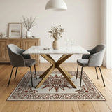 Brown and Tan Ornate Brown Medallion Persian Area Rug