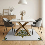 Ornate Green Gold Mandala Area Rug
