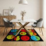 Vibrant Pixel Smiley Faces Multi-Color Area Rug