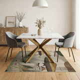 Brown and Tan Whimsical Mushroom Forest Area Rug