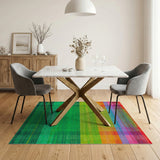 Vibrant Rainbow Plaid Area Rug