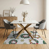 Festive Holly Wreath Snowflake Area Rug