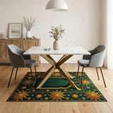 Emerald Green Persian Arch Golden Star Rug