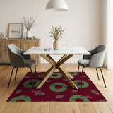 Festive Christmas Wreath Pattern Area Rug