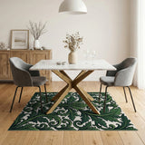 Ornate Green Acanthus Leaf Area Rug