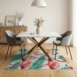 Multi-color and Patterns Pink Flamingo Palm Leaf Area Rug