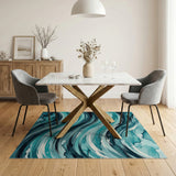 Teal Wave Abstract No. 9 Area Rug