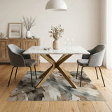 Sweeping Watercolor Abstract Rug in Brown Tan