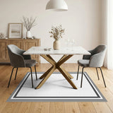Minimalist Black Border White Area Rug