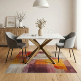 Warm Toned Geometric Abstract Area Rug