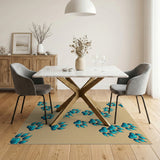 Teal Paw Print Area Rug