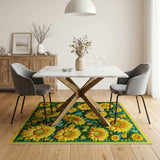 Yellow Vibrant Sunflower Field Area Rug