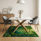 Sunlit Mossy Forest Path Area Rug